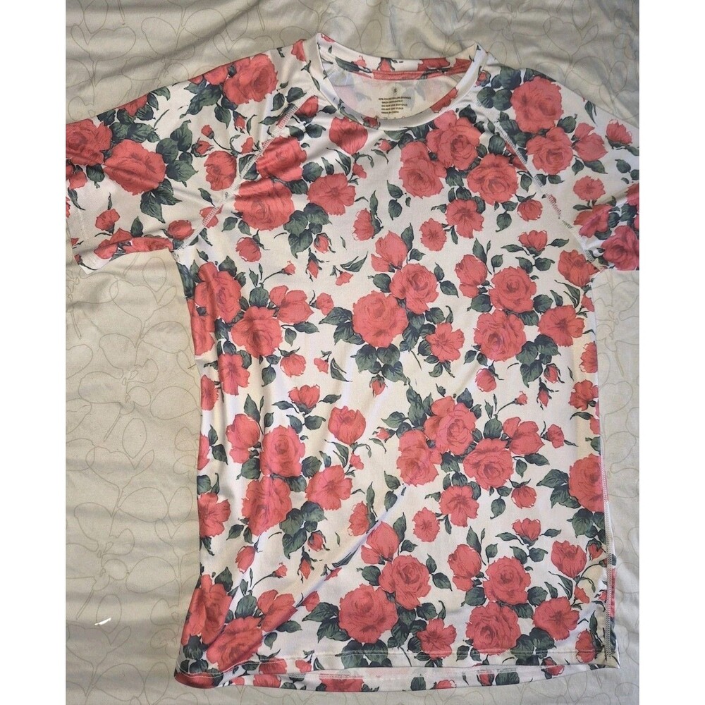 Floral Short Sleeve Active wear Crew Neck T-Shirt - Unisex Small